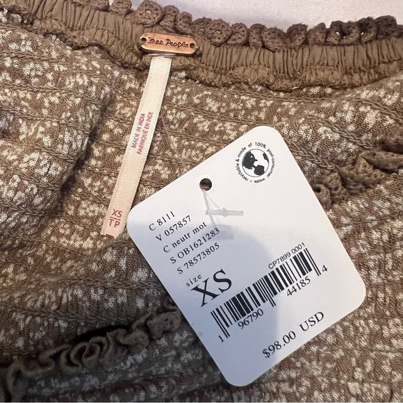 Free People Brittnee Print Smocked Peplum Top Size XS Cottagecore NEW! - Picture 7 of 7